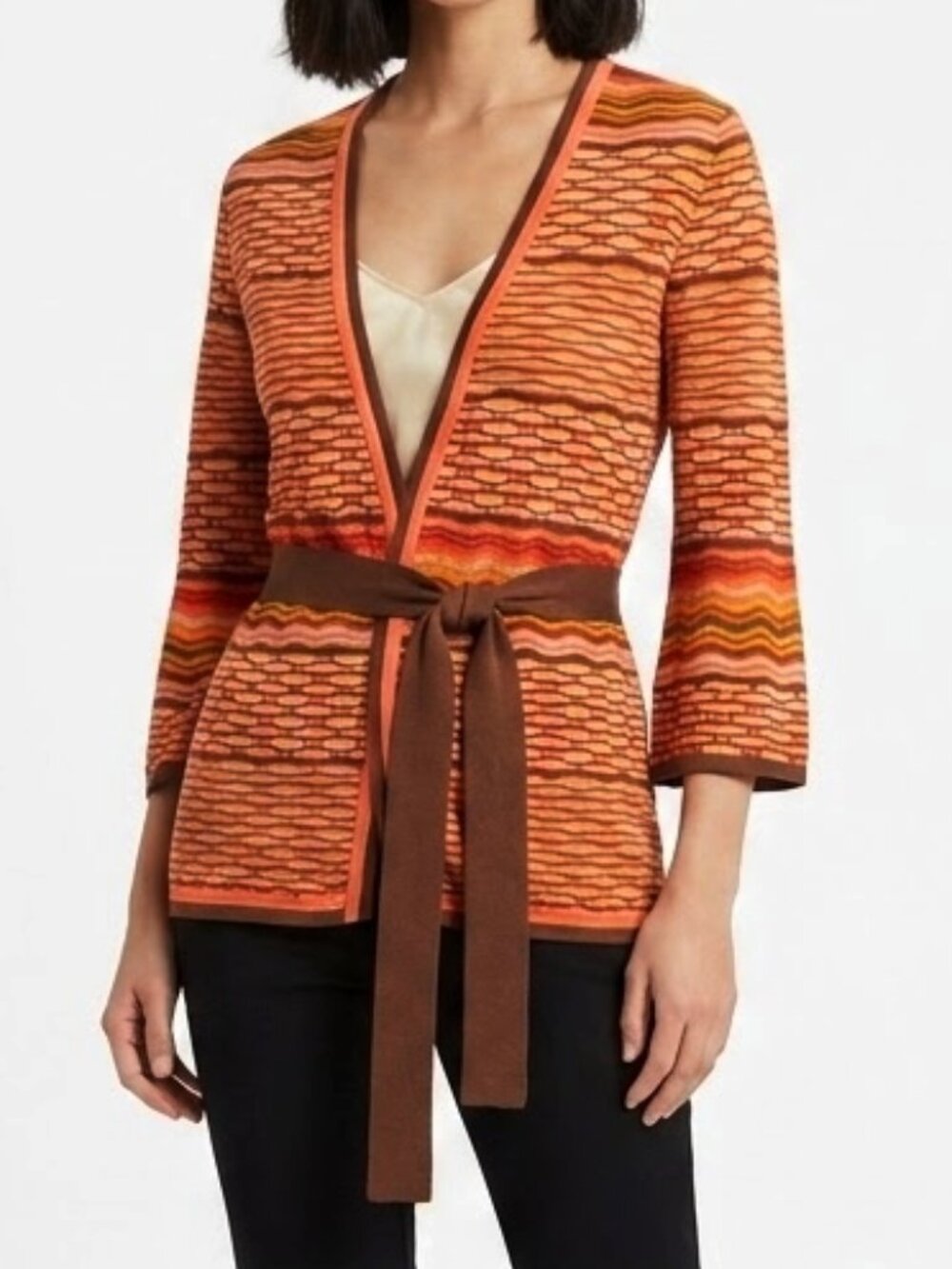 BCBG Vivien Open Front Belted Cotton Blend Cardigan- Sz. Sm